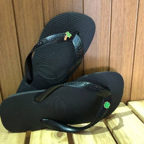 Havaianas Top Preta Coqueiro + Trevo/tucano