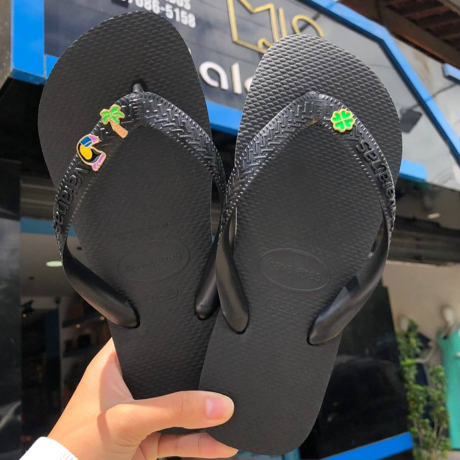 Havaianas Top Preta Coqueiro + Tucano + Trevo