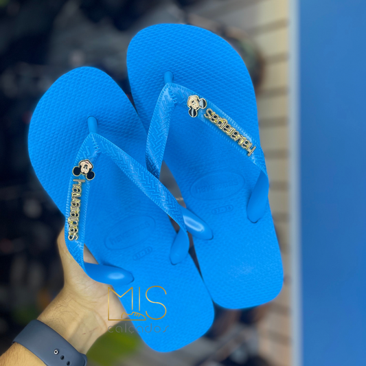 Havaianas Top Turquesa + logo e Mickey