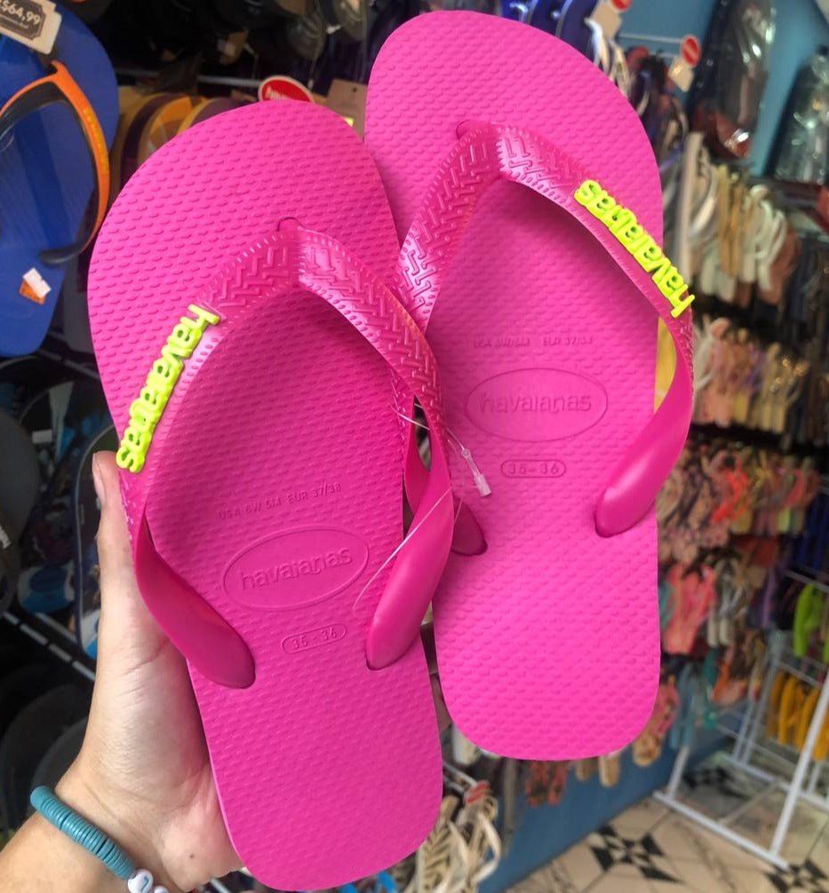 Havaianas Top Rosa Flux Logo Verde Neon