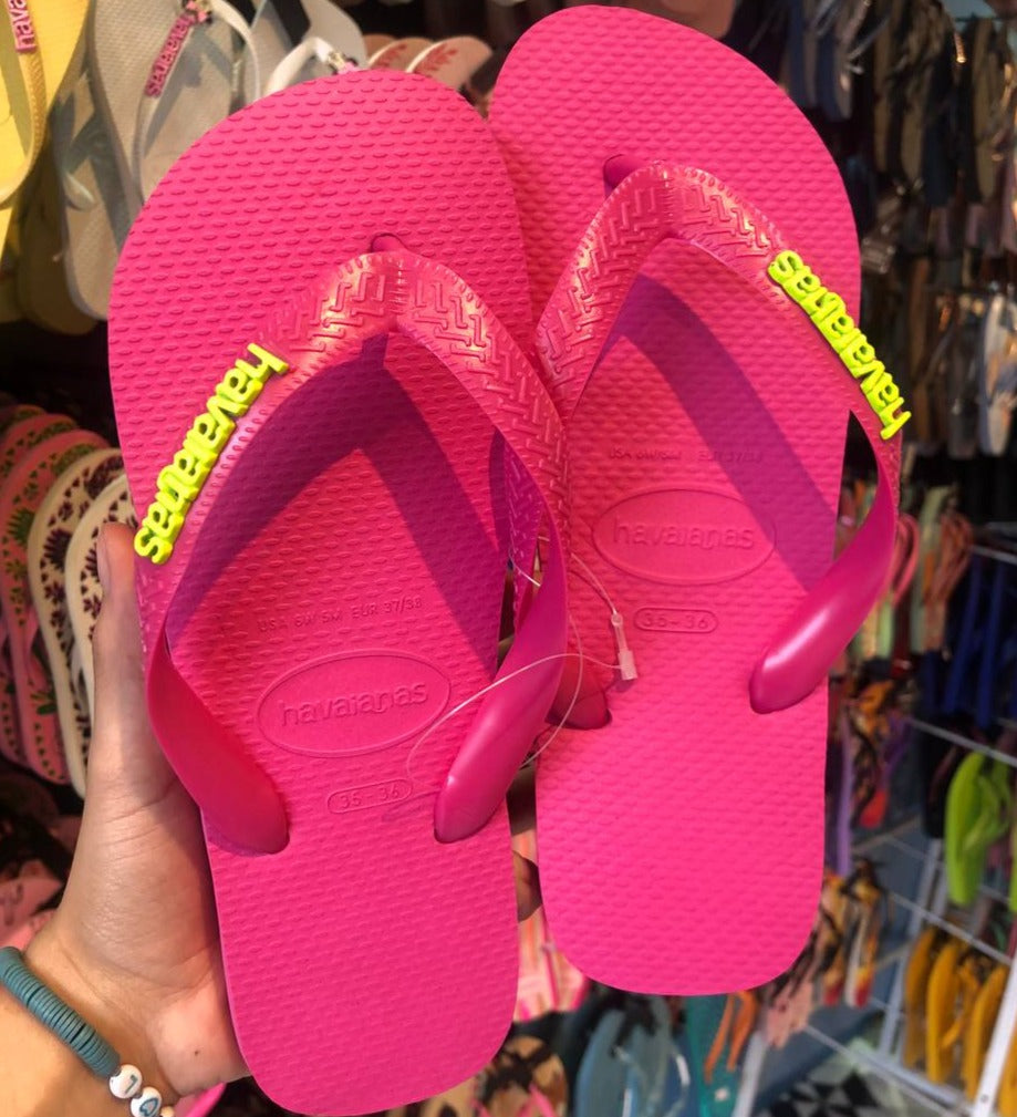 Havaianas Top Rosa Flux Logo Verde Neon