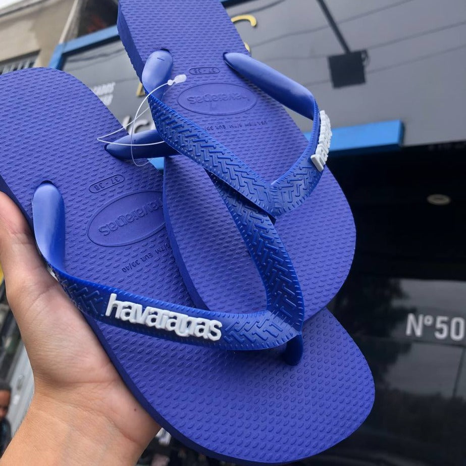 Havaianas Top Azul Naval Logo Branco