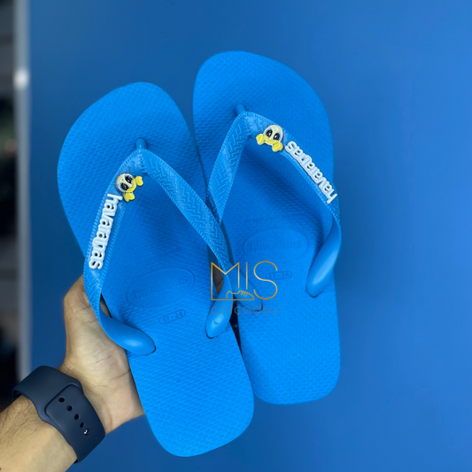 Chinelo havaianas azul turquesa Super poderosas Lindinha