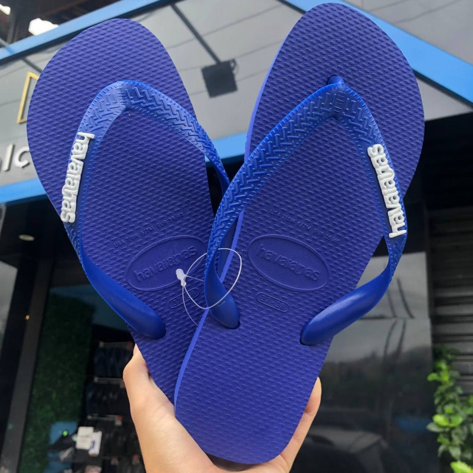 Havaianas Top Azul Naval Logo Branco