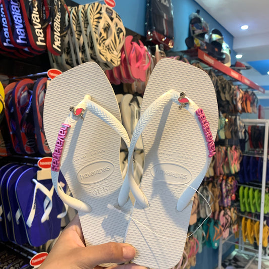 Havaianas Square Branca Flamingo