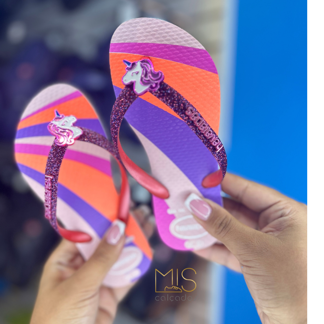 Chinelo Havaianas Kids Unicórnio Glitter Rosa