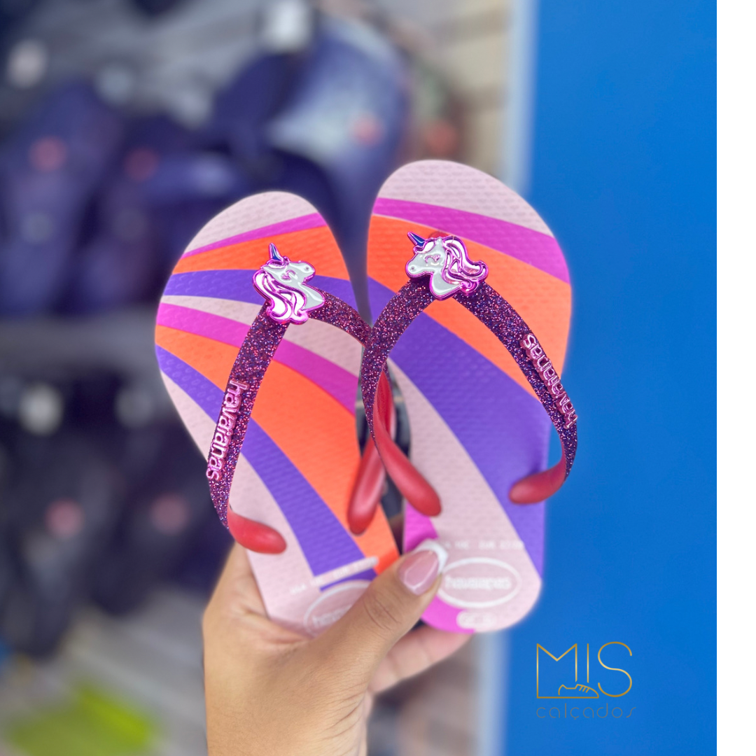 Chinelo Havaianas Kids Unicórnio Glitter Rosa