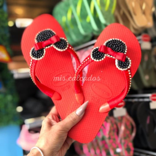 Chinelo Havaianas Top Vermelho Personalizado Minnie