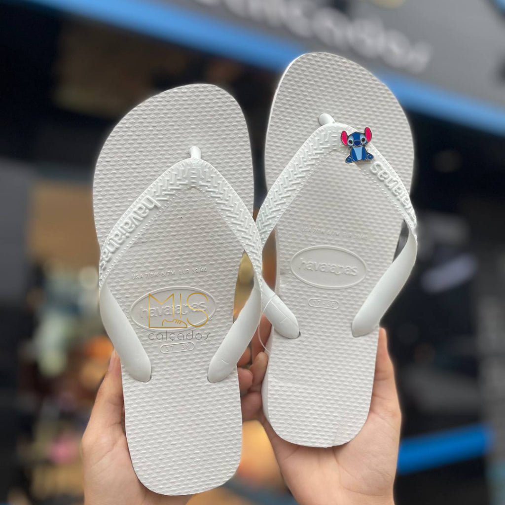 ChInelo Havaianas Top Branca +Stitch