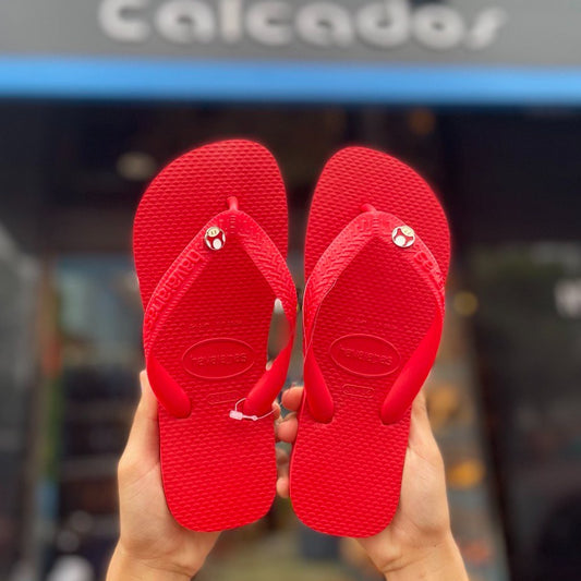 Chinelo Havaianas Top vermelha com cogumelo mario